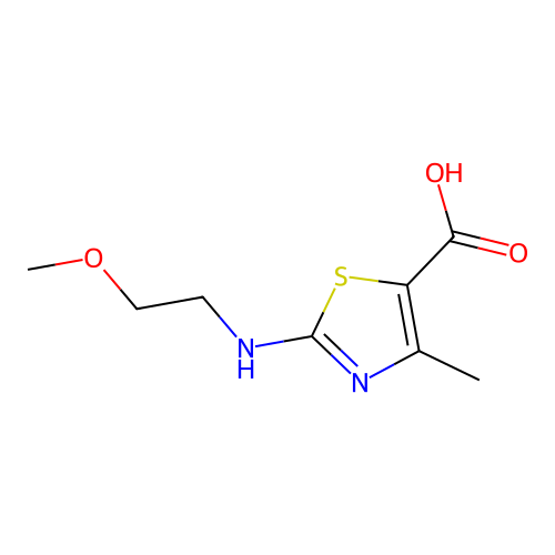 2-[(2-Methoxyethyl)amino]-4-methyl-1,3-thiazole-5-carboxylic acid structure
