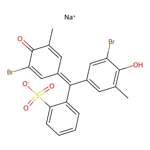 钠 2-[(3-溴-4-羟基-5-甲基苯基)-(3-溴-5-甲基-4-氧代环己-2,5-二烯-1-亚基)甲基]苯磺酸盐 structure