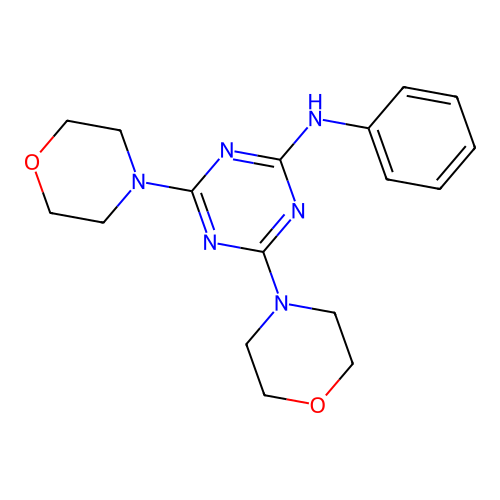 2-Anilino-4,6-DI(4-morpholinyl)-1,3,5-triazine structure