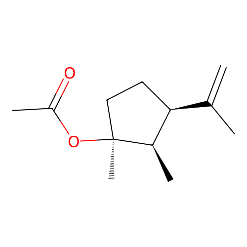 Cyclopentanol, 1,2-dimethyl-3-(1-methylethenyl)-, 1-acetate structure