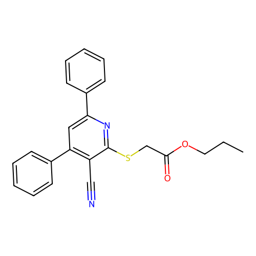 Propyl [(3-cyano-4,6-diphenylpyridin-2-yl)sulfanyl]acetate structure