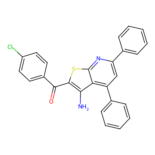 (3-Amino-4,6-diphenylthieno[2,3-b]pyridin-2-yl)(4-chlorophenyl)methanone structure