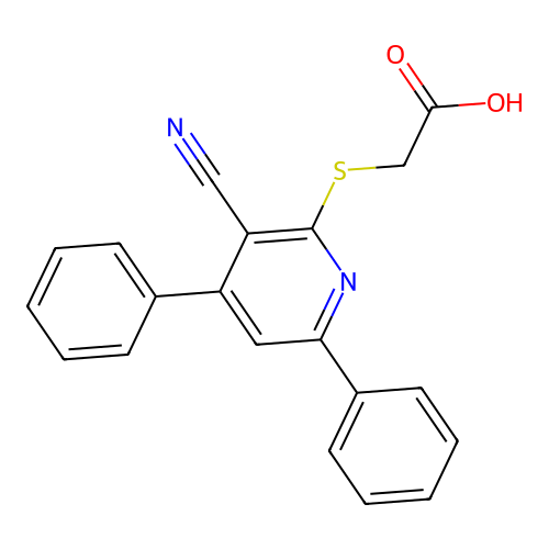 2-((3-Cyano-4,6-diphenylpyridin-2-yl)thio)acetic acid structure