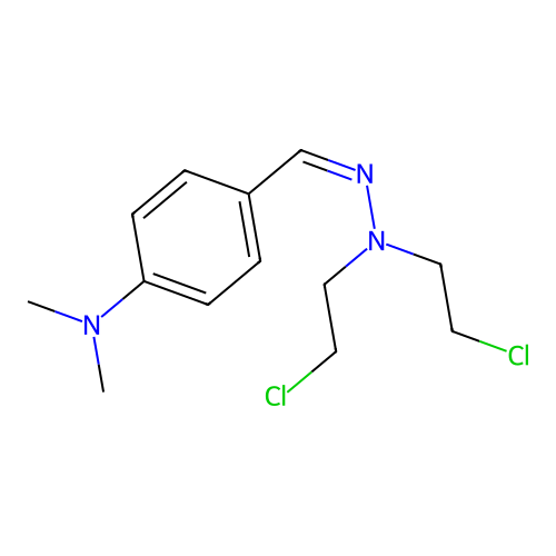 Benzaldehyde, p-(dimethylamino)-, bis(2-chloroethyl)hydrazone structure