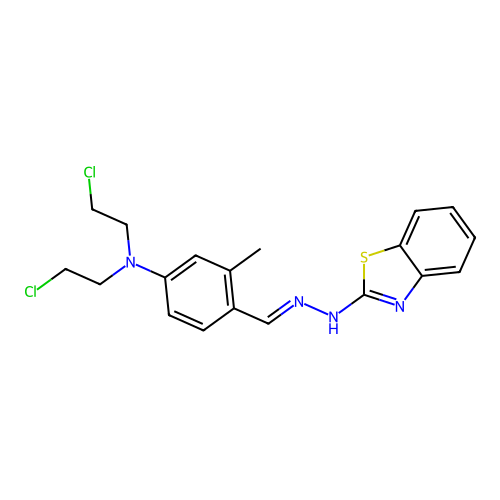 4-{(E)-[2-(1,3-Benzothiazol-2-yl)hydrazinylidene]methyl}-N,N-bis(2-chloroethyl)-3-methylaniline structure