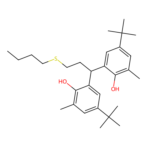2,2'-(3-(Butylthio)propylidene)bis(4-(tert-butyl)-o-cresol) structure