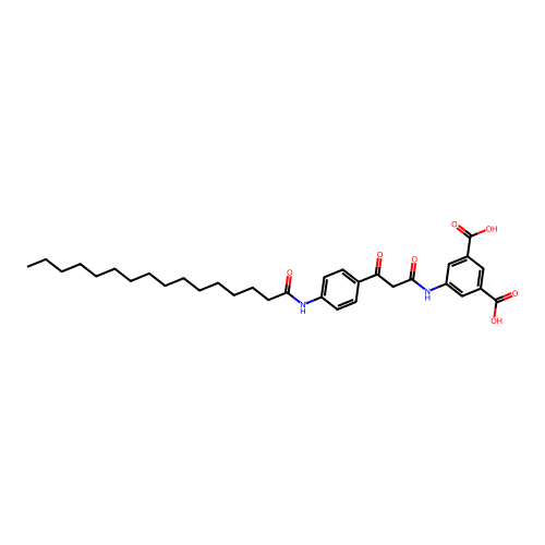 5-((1,3-Dioxo-3-(4-((1-oxohexadecyl)amino)phenyl)propyl)amino)isophthalic acid structure