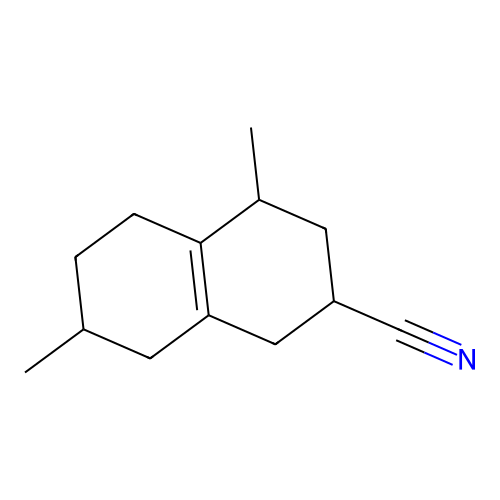 1,2,3,4,5,6,7,8-Octahydro-4,7-dimethylnaphthalene-2-carbonitrile structure