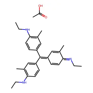 Benzenamine, N-ethyl-4-[[4-(ethylamino)-3-methylphenyl][4-(ethylimino)-3-methyl-2,5-cyclohexadien-1-ylidene]methyl]-2-methyl-, monoacetate structure