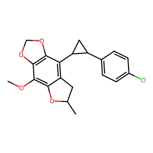 8-[2-(4-chlorophenyl)cyclopropyl]-4-methoxy-6-methyl-6,7-dihydrofuro[2,3-f][1,3]benzodioxole structure