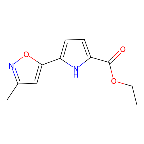 Ethyl 5-(3-methyl-5-isoxazolyl)-1H-pyrrole-2-carboxylate structure
