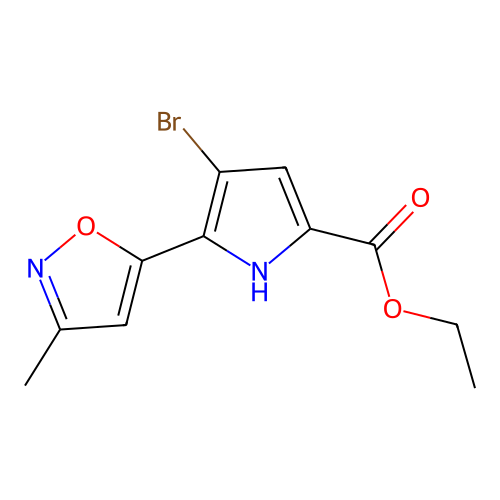 Ethyl 4-bromo-5-(3-methyl-5-isoxazolyl)-1H-pyrrole-2-carboxylate structure