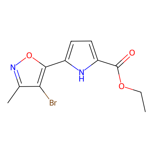 Ethyl 5-(4-bromo-3-methyl-5-isoxazolyl)-1H-pyrrole-2-carboxylate structure