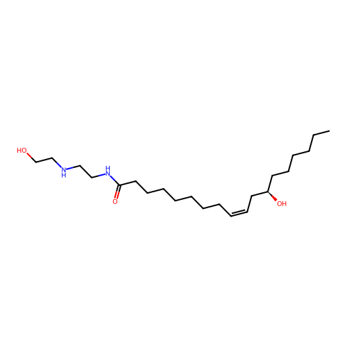 9-Octadecenamide, 12-hydroxy-N-[2-[(2-hydroxyethyl)amino]ethyl]-, (9Z,12R)- structure
