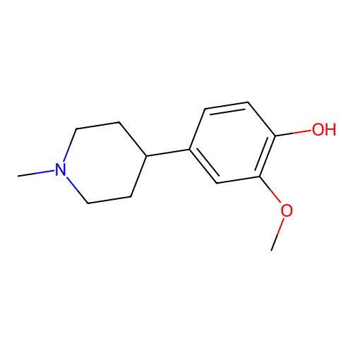 Hexahydropyridine, 1-methyl-4-[4-hydroxy-3-methoxyphenyl]- structure