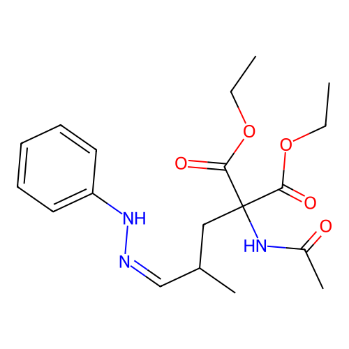 diethyl 2-acetamido-2-[(3Z)-2-methyl-3-(phenylhydrazinylidene)propyl]propanedioate structure