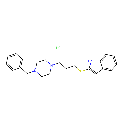 2-((3-(4-(Benzyl)-1-piperazinyl)propyl)thio)-1H-indole monohydrochloride structure