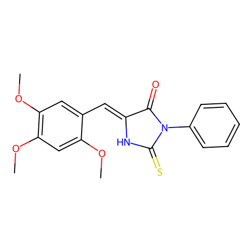 (Z)-3-phenyl-2-thioxo-5-(2,4,5-trimethoxybenzylidene)imidazolidin-4-one structure