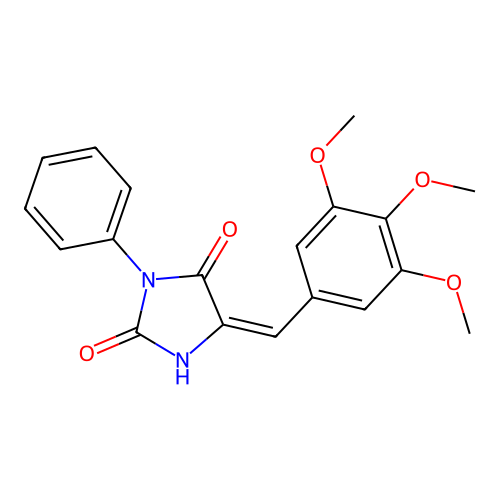 (5E)-3-phenyl-5-[(3,4,5-trimethoxyphenyl)methylidene]imidazolidine-2,4-dione structure