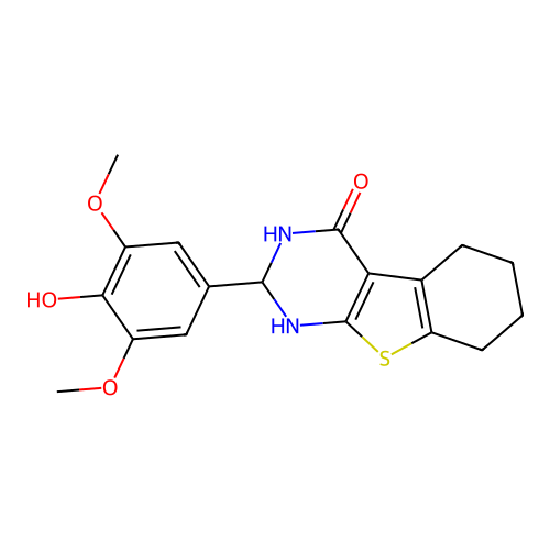 2,3,5,6,7,8-Hexahydro-2-(4-hydroxy-3,5-dimethoxyphenyl)[1]benzothieno[2,3-d]pyrimidin-4(1H)-one structure