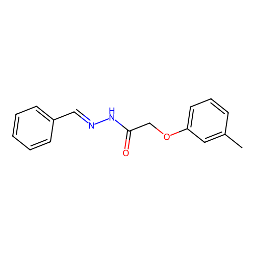 N-(benzylideneamino)-2-(3-methylphenoxy)acetamide structure