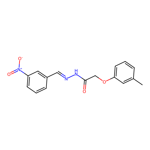 2-(3-methylphenoxy)-N-[(3-nitrophenyl)methylideneamino]acetamide structure