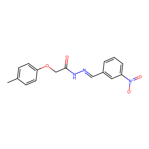 2-(4-methylphenoxy)-N-[(3-nitrophenyl)methylideneamino]acetamide structure