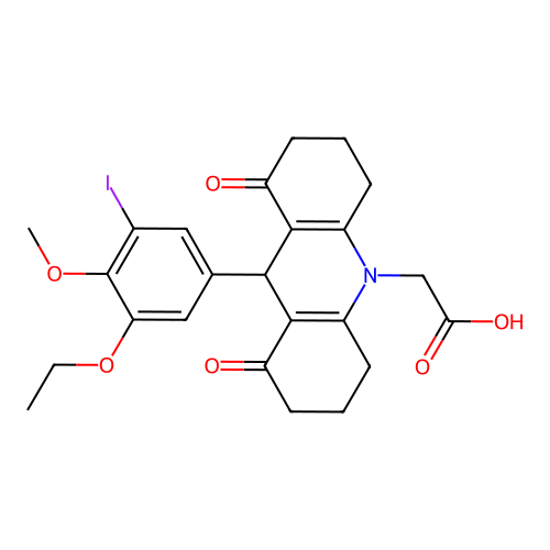 9-(3-Ethoxy-5-iodo-4-methoxyphenyl)-2,3,4,5,6,7,8,9-octahydro-1,8-dioxo-10(1H)-acridineacetic acid structure