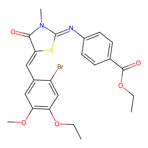 Ethyl 4-[[5-[(2-bromo-4-ethoxy-5-methoxyphenyl)methylene]-3-methyl-4-oxo-2-thiazolidinylidene]amino]benzoate structure