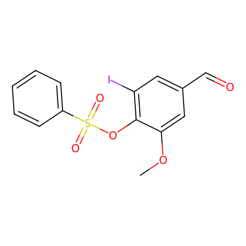 4-Formyl-2-iodo-6-methoxyphenyl benzenesulfonate structure