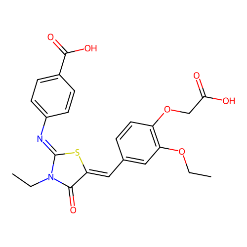 4-[[5-[[4-(Carboxymethoxy)-3-ethoxyphenyl]methylene]-3-ethyl-4-oxo-2-thiazolidinylidene]amino]benzoic acid structure