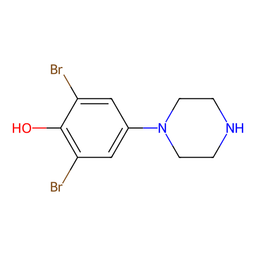 2,6-Dibromo-4-(piperazin-1-yl)phenol structure