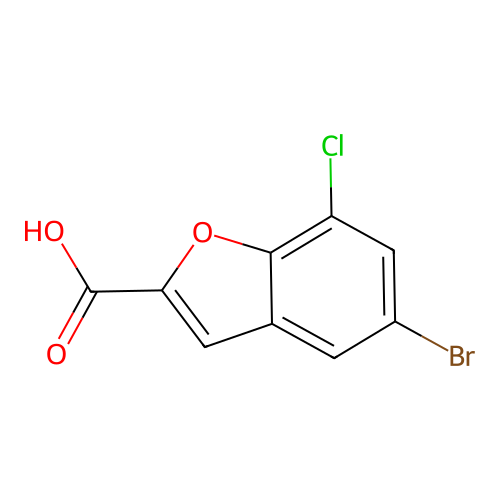 5-Bromo-7-chloro-1-benzofuran-2-carboxylic acid structure