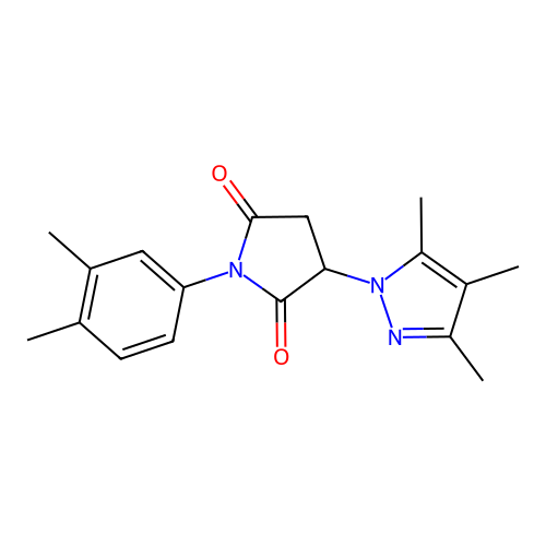 1-(3,4-dimethylphenyl)-3-(3,4,5-trimethyl-1H-pyrazol-1-yl)pyrrolidine-2,5-dione structure