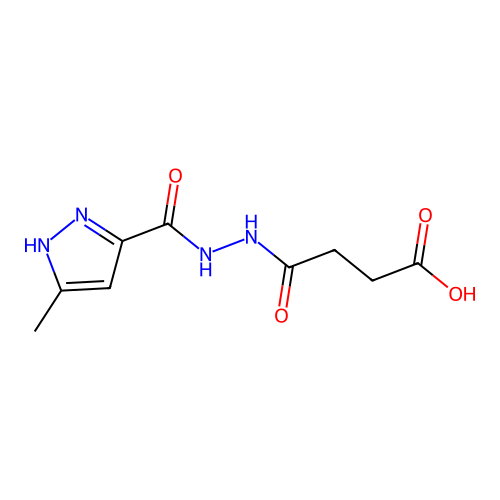 4-{2-[(3-methyl-1H-pyrazol-5-yl)carbonyl]hydrazino}-4-oxobutanoic acid structure