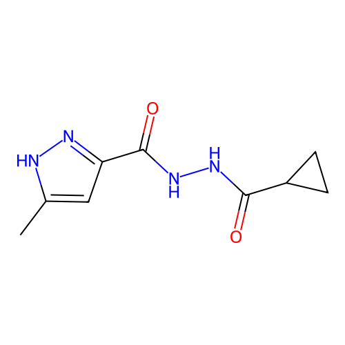 N'-(cyclopropylcarbonyl)-3-methyl-1H-pyrazole-5-carbohydrazide structure