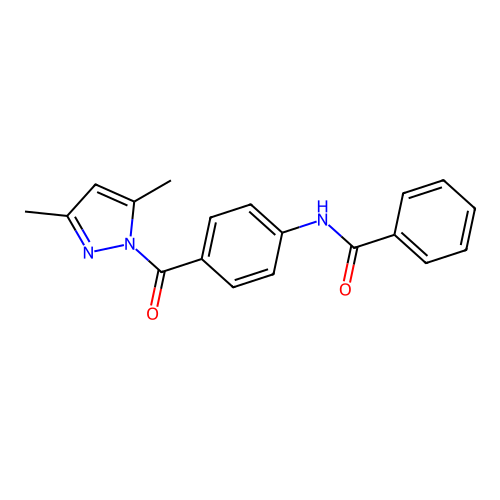 N-{4-[(3,5-dimethyl-1H-pyrazol-1-yl)carbonyl]phenyl}benzamide structure
