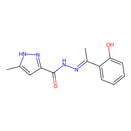 N'-[1-(2-hydroxyphenyl)ethylidene]-3-methyl-1H-pyrazole-5-carbohydrazide structure