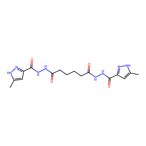 1-N',6-N'-bis(5-methyl-1H-pyrazole-3-carbonyl)hexanedihydrazide structure