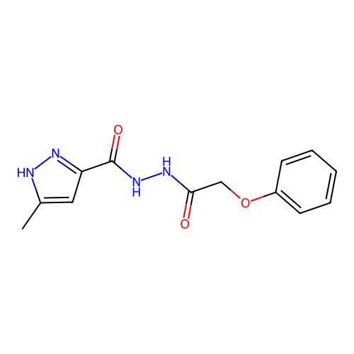 3-methyl-N'-(phenoxyacetyl)-1H-pyrazole-5-carbohydrazide structure