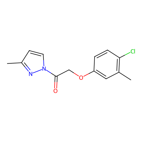 2-(4-Chloro-3-methylphenoxy)-1-(3-methylpyrazol-1-yl)ethanone structure