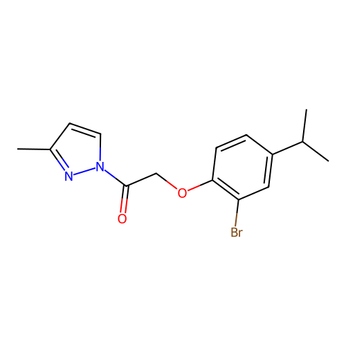 2-(2-Bromo-4-propan-2-ylphenoxy)-1-(3-methylpyrazol-1-yl)ethanone structure