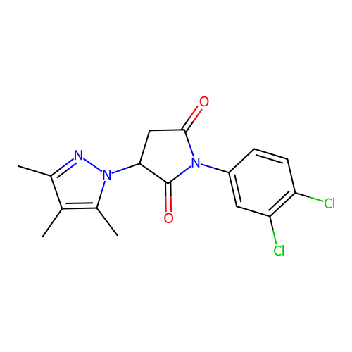 1-(3,4-dichlorophenyl)-3-(3,4,5-trimethyl-1H-pyrazol-1-yl)pyrrolidine-2,5-dione structure