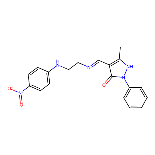 3-methyl-4-[(E)-({2-[(4-nitrophenyl)amino]ethyl}imino)methyl]-1-phenyl-1H-pyrazol-5-ol structure