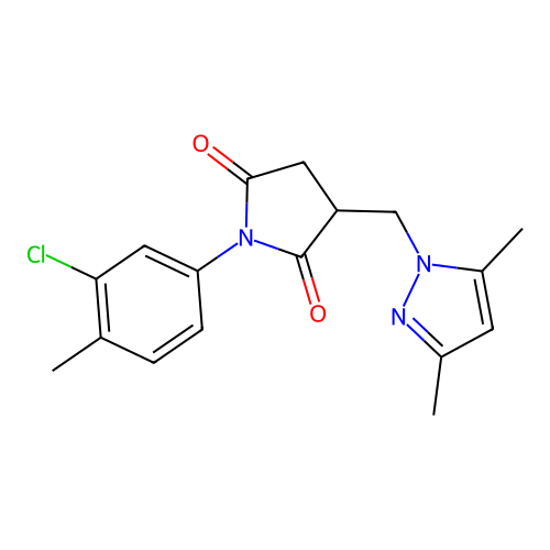 1-(3-chloro-4-methylphenyl)-3-[(3,5-dimethyl-1H-pyrazol-1-yl)methyl]pyrrolidine-2,5-dione structure