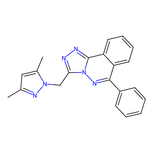 3-((3,5-dimethyl-1H-pyrazol-1-yl)methyl)-6-phenyl-[1,2,4]triazolo[3,4-a]phthalazine structure