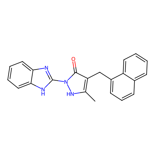 1-(1H-benzimidazol-2-yl)-3-methyl-4-(naphthalen-1-ylmethyl)-1H-pyrazol-5-ol structure