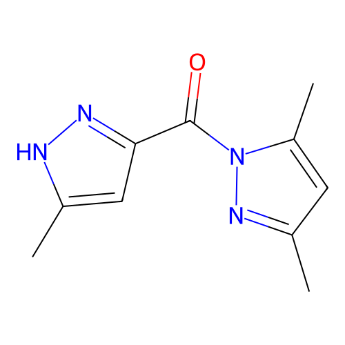 3,5-dimethyl-1-(3-methyl-1H-pyrazole-5-carbonyl)-1H-pyrazole structure