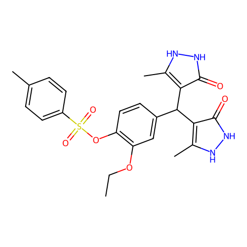 4-[bis(5-hydroxy-3-methyl-1H-pyrazol-4-yl)methyl]-2-ethoxyphenyl 4-methylbenzenesulfonate structure