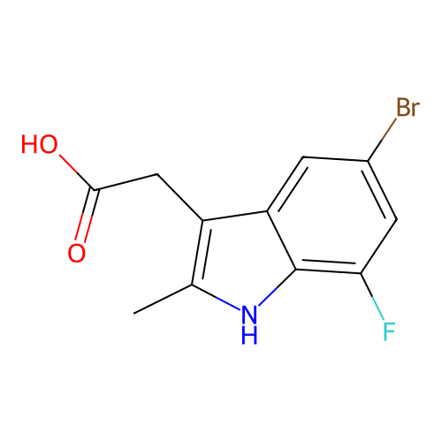 (5-bromo-7-fluoro-2-methyl-1H-indol-3-yl)acetic acid structure